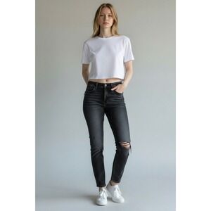 MOUSSY VINTAGE Black Acid Wash Distressed Skinny Jeans Edgy Size 24